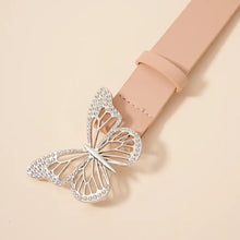 picture 2 close up of Butterfly Faux Leather Belt | Blush