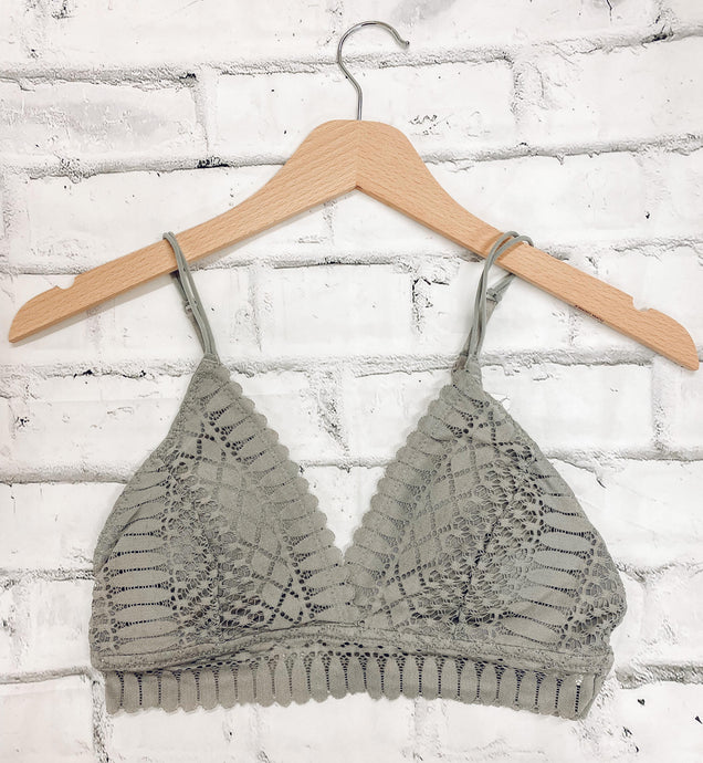 picture 1 Scalloped Lace Bralette | Light Gray