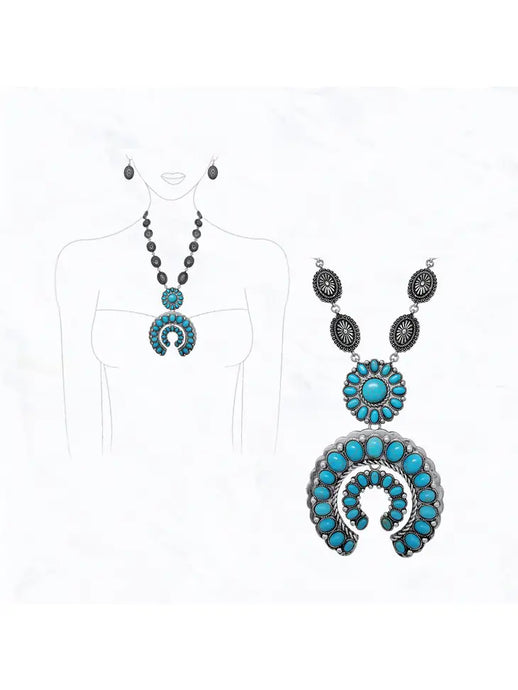 picture 1 Squash Blossom Stone Concho Necklace Set