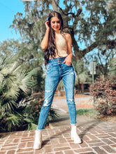 picture 1 woman in Reese Triple Waist Denim | Dark