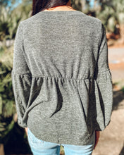 picture 2 back of Heathered Babydoll Knit Top  | Olive
