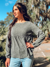 picture 4 woman in Heathered Babydoll Knit Top  | Olive