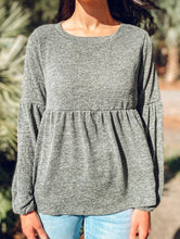 picture 3 front of Heathered Babydoll Knit Top  | Olive