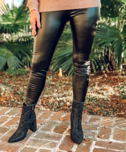 picture 2 close up of Faux Leather Pants | Black