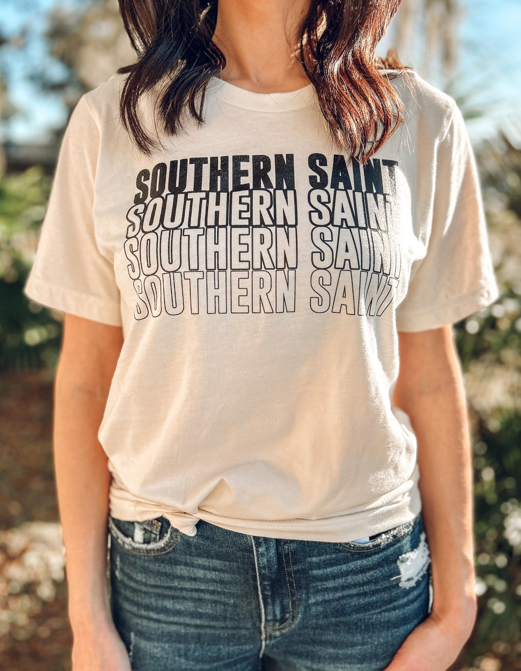 picture 1 front of Southern Saint Tee | Cream