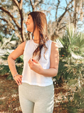 picture 1 woman in Razorback Crop Tank | White