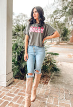 picture 1 woman in Hottie Dolly Crop Tee | Gray