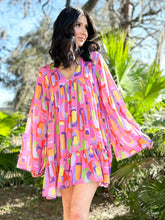 picture 6 woman in Groovy Babe Abstract Dress | Multi Color