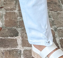 picture 4 close up of hem of Cami Straight Denim | White