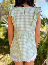 picture 2 back of Gigi Gingham Babydoll Top | Green