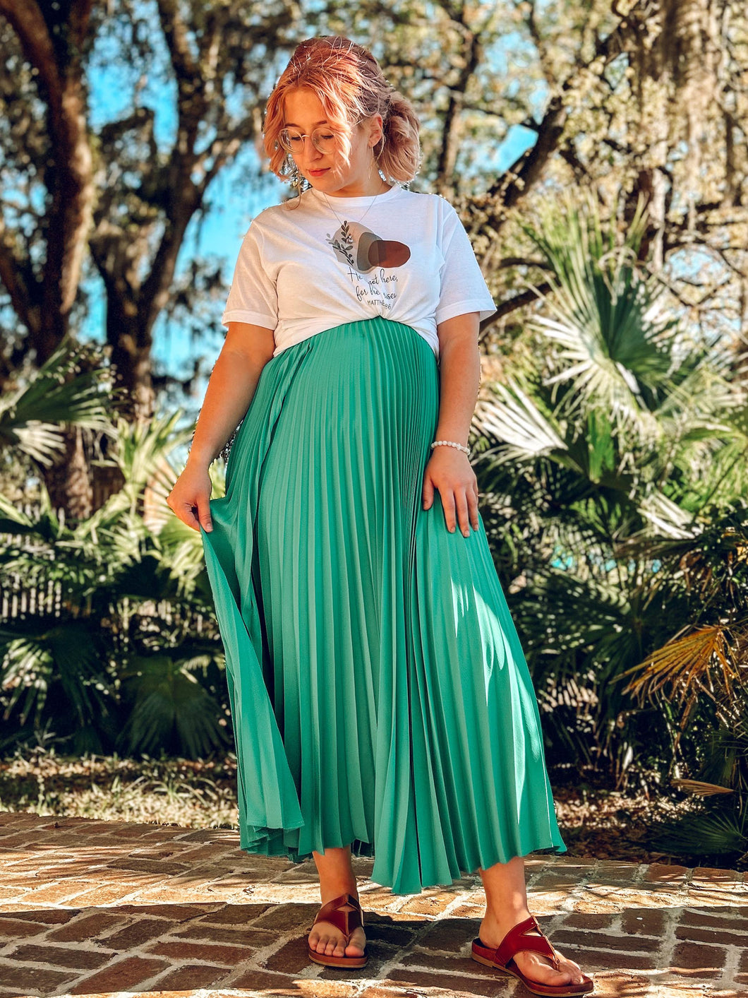 Callin Dibs Pleated Maxi Skirt Green . Southern Saint Boutique