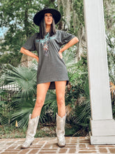 picture 3 woman of Longhorn Cowgirl Tee Dress | Charcoal