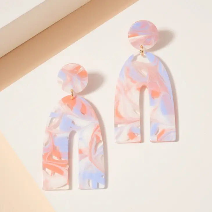 picture 1 Arch Marble Earrings | Pink/Blue
