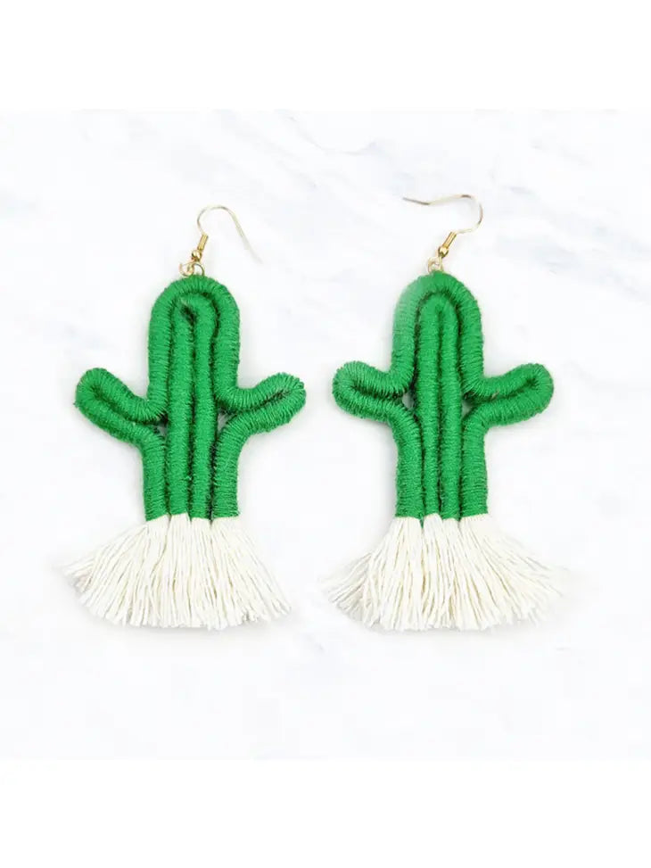 picture 1 Cactus Yarn Earrings | Green