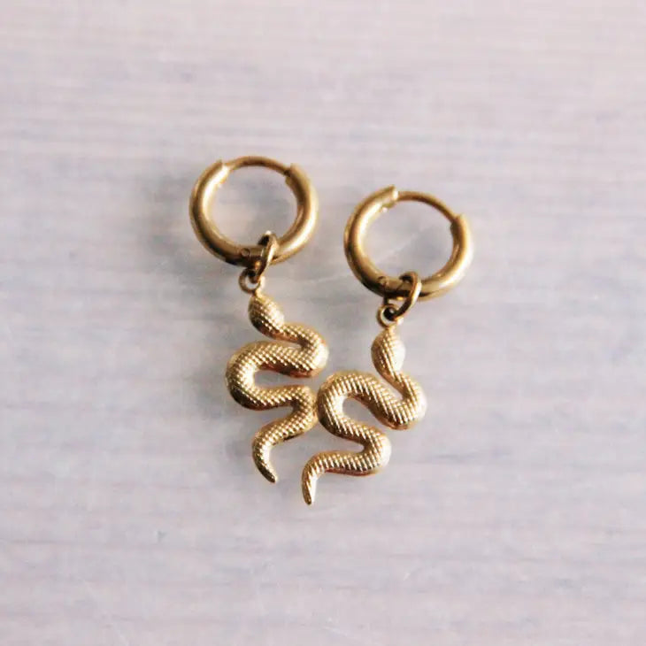 picture 1 Snake Hoop Earrings | Gold