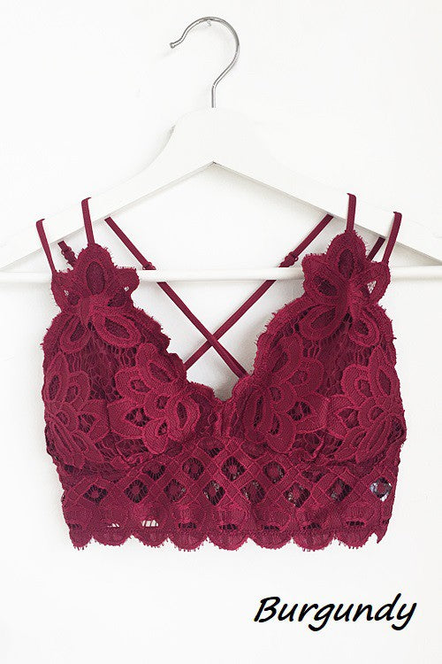 picture 1 Burgundy Crochet Lace Bralette