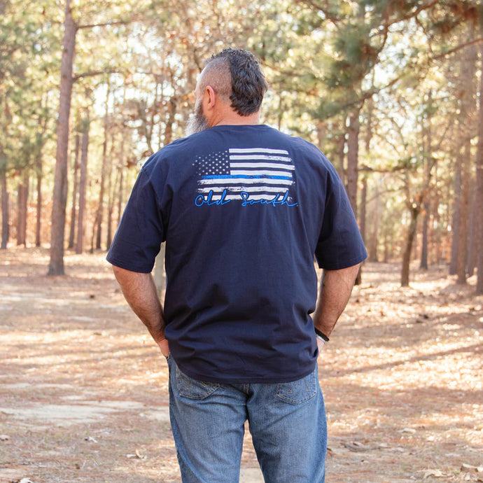 picture 1 back of men's Blue Line Tee | Navy