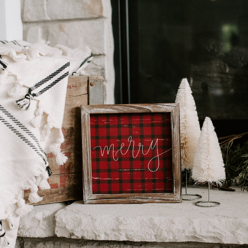 picture 1 Merry Plaid Wood Sign