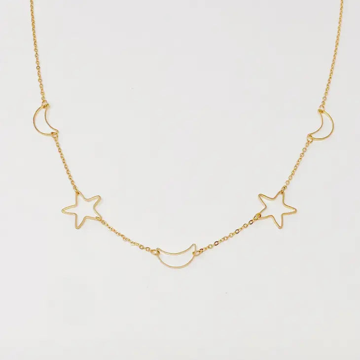 picture 1 Moon and Star Necklace | Gold